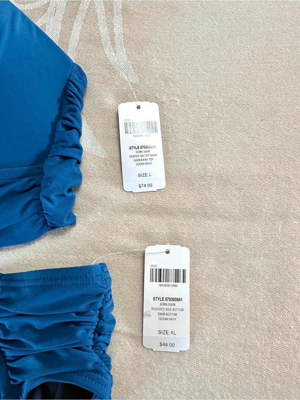 Soma Swim Ocean Navy Bikini Set NWT Top L Bottom XL - Picture 4 of 6